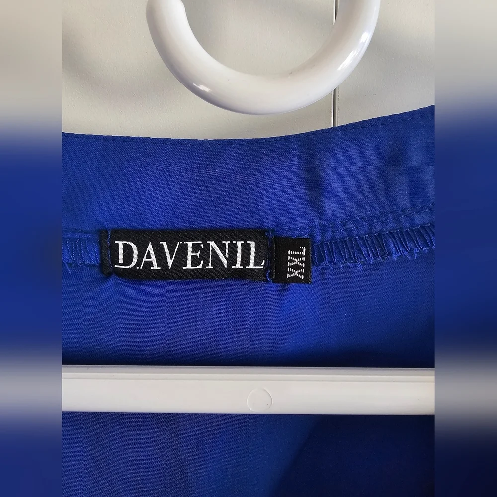 Women's Blue V-Neck Top - Picture 2 of 3